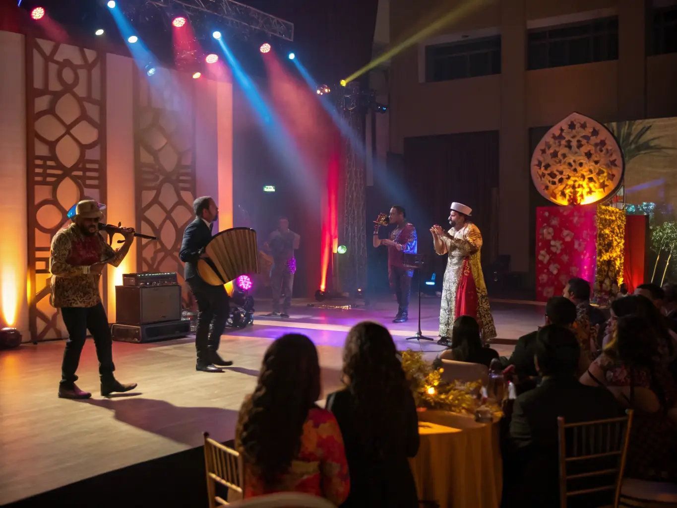 A dynamic image of a live performance during a cultural event supported by PETITES RESIDENCES, highlighting the organization's commitment to promoting local talent.