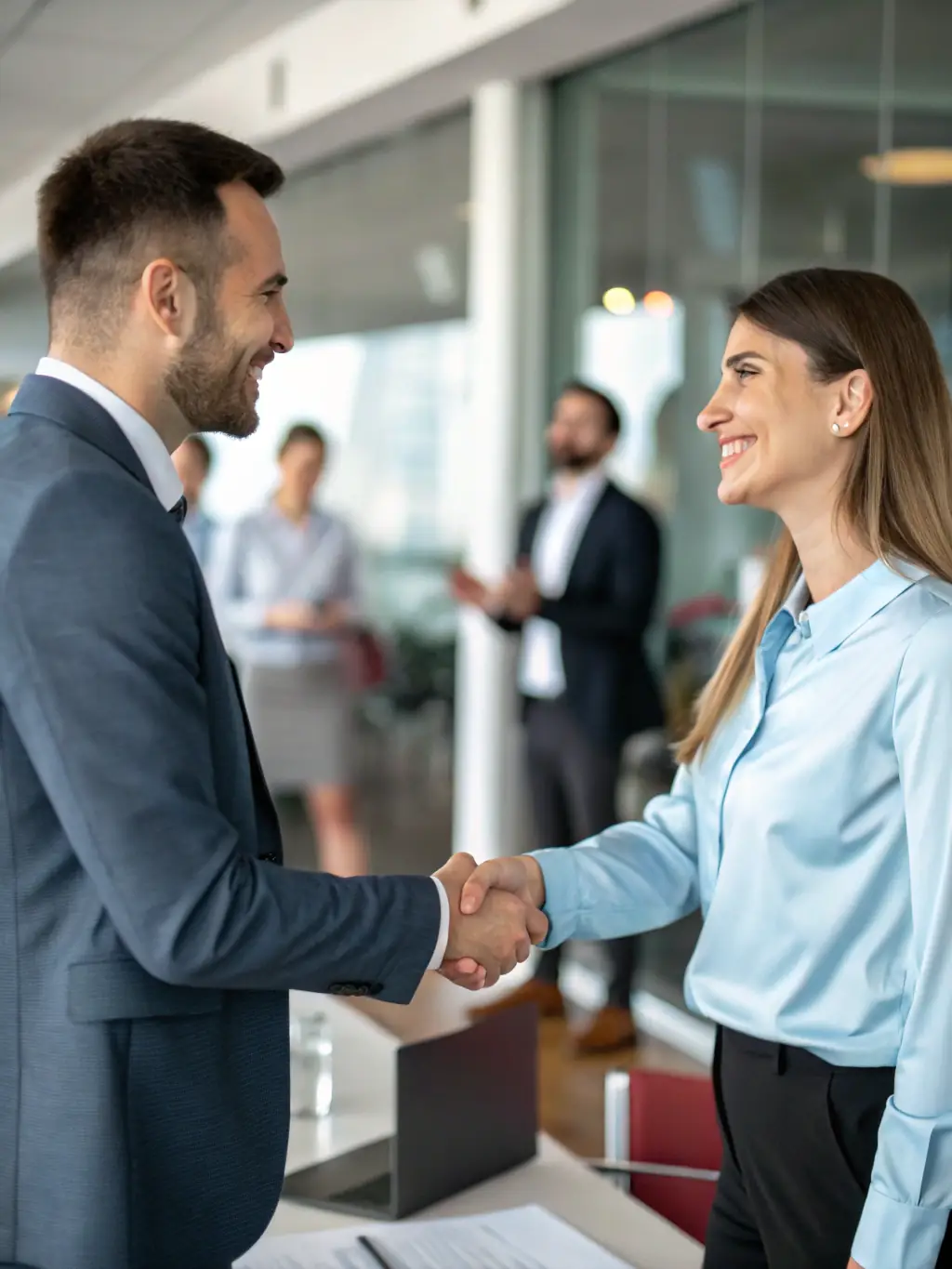 A handshake between two people, representing a partnership agreement between PETITES RESIDENCES and a local business or organization.