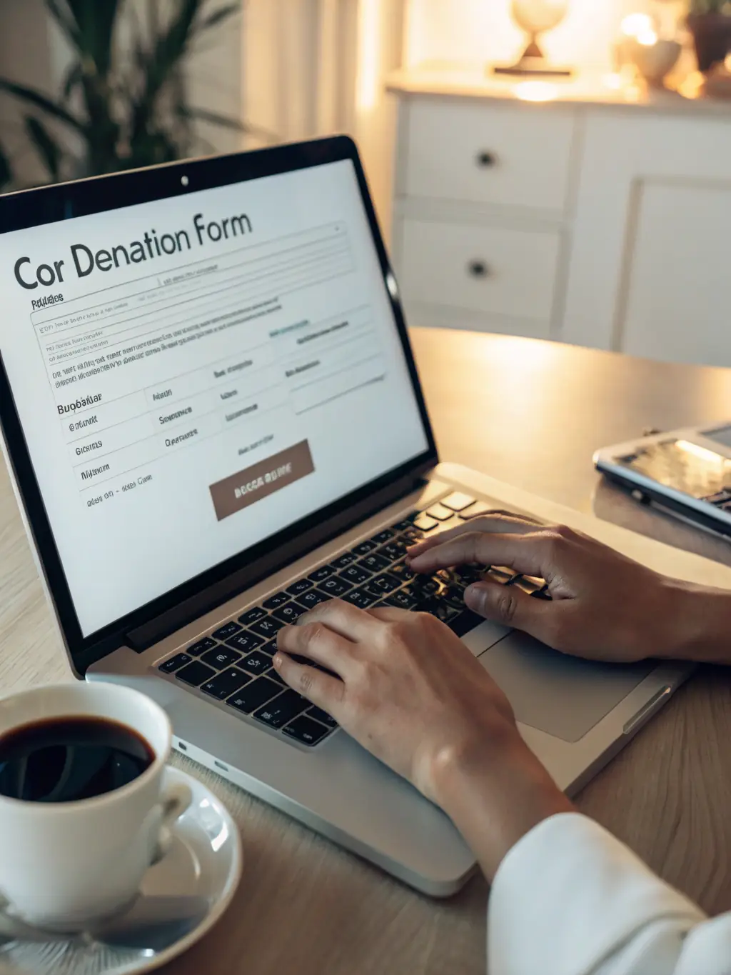 A person making an online donation to PETITES RESIDENCES, highlighting the ease and impact of financial contributions.